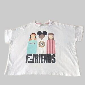 Authentic Fendi White T-Shirt with Graphic Design